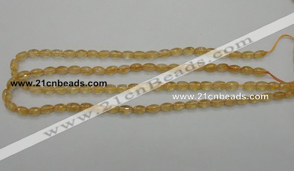 CCR32 15.5 inches 6*8mm faceted rice natural citrine gemstone beads