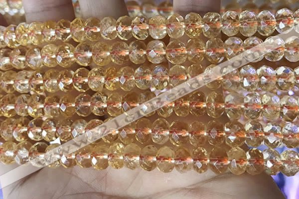 CCR335 15.5 inches 5*7mm faceted rondelle natural citrine beads