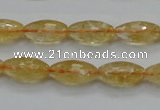 CCR36 15.5 inches 8*16mm faceted rice natural citrine gemstone beads