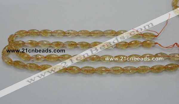 CCR36 15.5 inches 8*16mm faceted rice natural citrine gemstone beads
