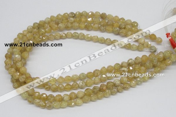 CCR83 15.5 inches 8mm faceted round citrine gemstone beads wholesale