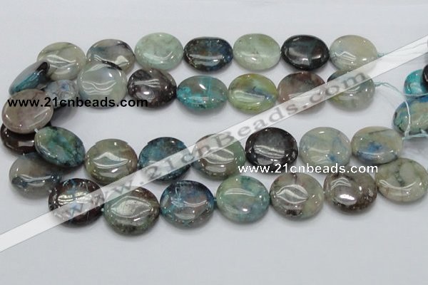 CCS06 15.5 inches 25mm flat round natural chrysocolla gemstone beads