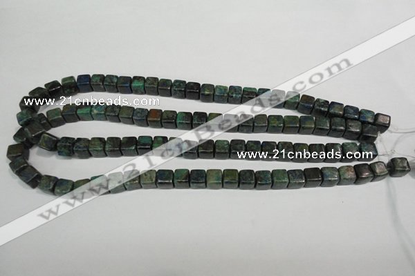 CCS154 15.5 inches 8*8mm cube dyed chrysocolla gemstone beads
