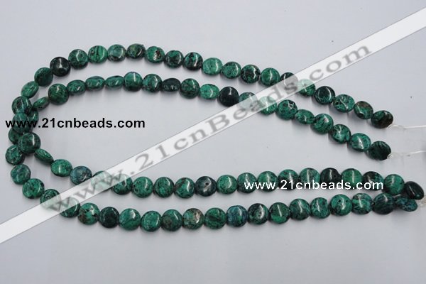 CCS211 15.5 inches 10mm flat round natural Chinese chrysocolla beads