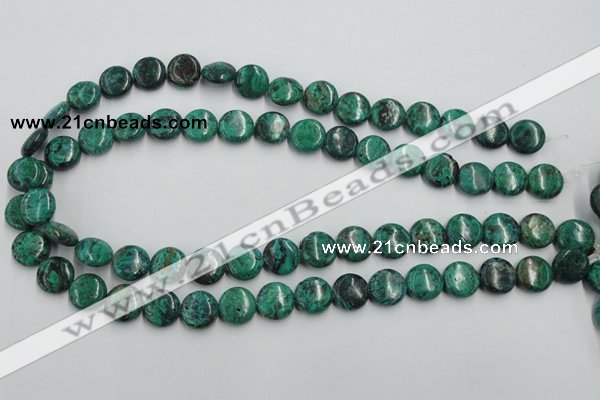 CCS212 15.5 inches 12mm flat round natural Chinese chrysocolla beads