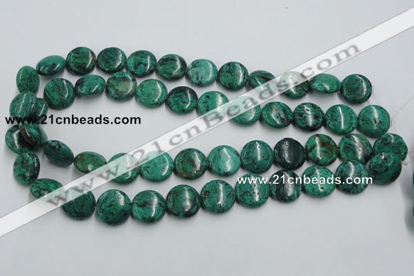 CCS214 15.5 inches 16mm flat round natural Chinese chrysocolla beads