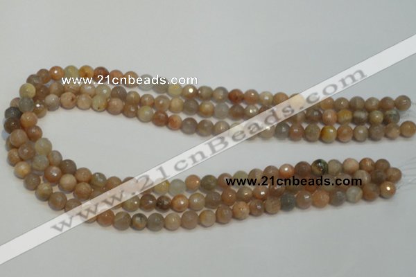 CCS311 15.5 inches 8mm faceted round natural sunstone beads