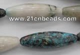 CCS32 15.5 inches 12*40mm rice natural chrysocolla gemstone beads