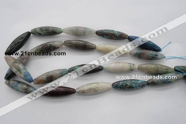 CCS32 15.5 inches 12*40mm rice natural chrysocolla gemstone beads