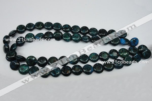 CCS434 15.5 inches 14mm flat round dyed chrysocolla gemstone beads