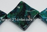 CCS488 15.5 inches 32*32mm wavy diamond dyed chrysocolla gemstone beads