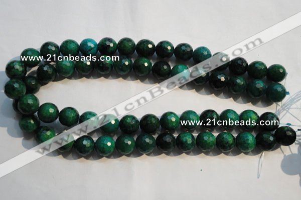 CCS605 15.5 inches 14mm faceted round dyed chrysocolla gemstone beads