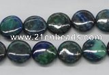 CCS63 16 inches 12mm flat round dyed chrysocolla gemstone beads