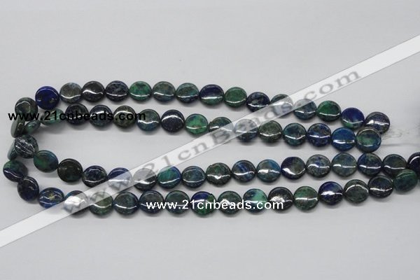 CCS63 16 inches 12mm flat round dyed chrysocolla gemstone beads