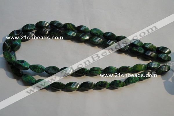 CCS640 15.5 inches 8*16mm twisted rice dyed chrysocolla gemstone beads