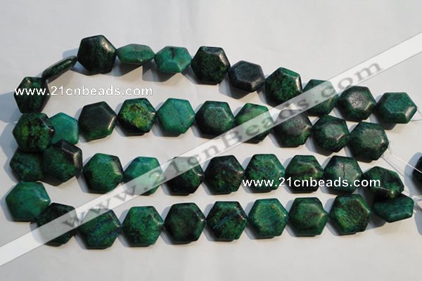 CCS675 15.5 inches 18*20mm hexagon dyed chrysocolla gemstone beads