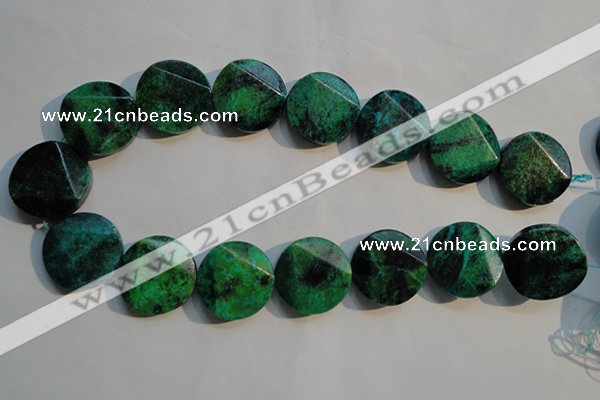 CCS677 15.5 inches 25mm faceted coin dyed chrysocolla gemstone beads