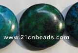 CCS679 15.5 inches 30mm flat round dyed chrysocolla gemstone beads