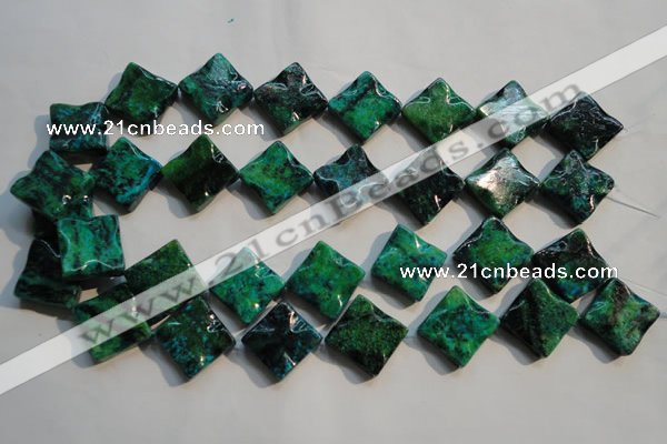 CCS685 15.5 inches 18*18mm wavy diamond dyed chrysocolla beads