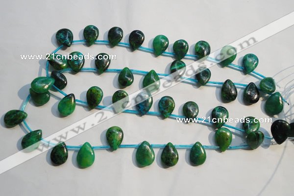 CCS712 Top-drilled 12*17mm flat teardrop dyed chrysocolla gemstone beads