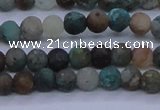 CCS760 15.5 inches 4mm round matte natural chrysocolla beads