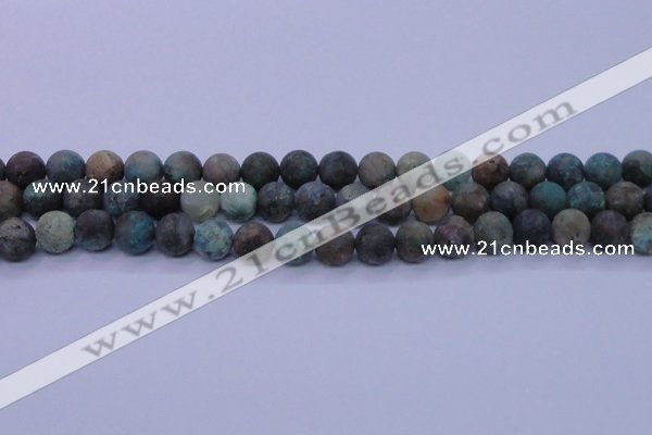 CCS763 15.5 inches 10mm round matte natural chrysocolla beads