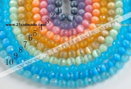 CCT01 Different color 10mm faceted round cat eye beads Wholesale