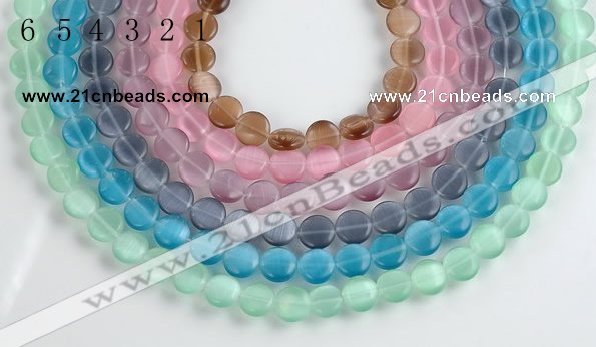 CCT04 10mm different color coin shape cats eye beads Wholesale