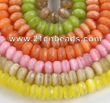 CCT05 14 inch 7*12mm faceted roundel cats eye beads Wholesale