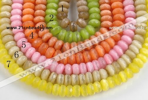 CCT05 14 inch 7*12mm faceted roundel cats eye beads Wholesale