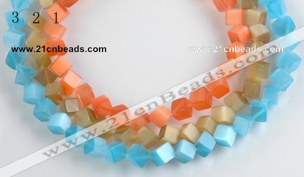 CCT09 8mm different color cube-shaped cats eye beads Wholesale