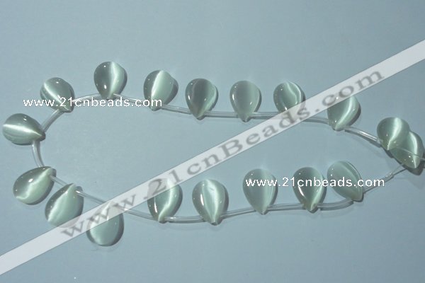 CCT1020 Top-drilled 13*18mm flat teardrop cats eye beads wholesale