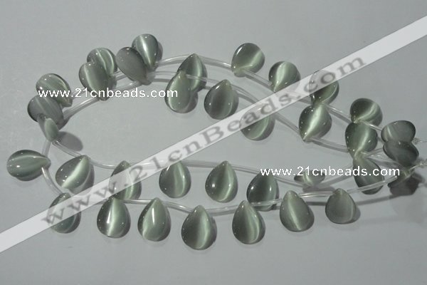 CCT1021 Top-drilled 13*18mm flat teardrop cats eye beads wholesale