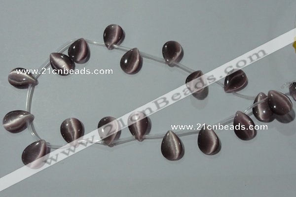 CCT1022 Top-drilled 13*18mm flat teardrop cats eye beads wholesale