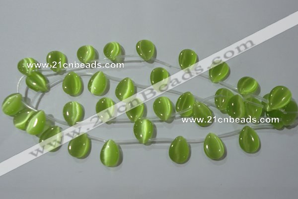 CCT1023 Top-drilled 13*18mm flat teardrop cats eye beads wholesale