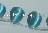 CCT1024 Top-drilled 13*18mm flat teardrop cats eye beads wholesale