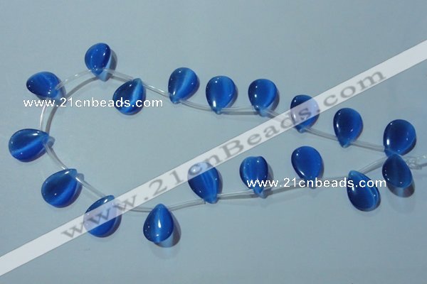 CCT1025 Top-drilled 13*18mm flat teardrop cats eye beads wholesale