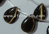 CCT1026 Top-drilled 13*18mm flat teardrop cats eye beads wholesale