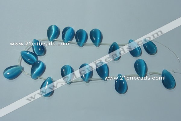 CCT1031 Top-drilled 14*22mm flat teardrop cats eye beads wholesale