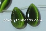 CCT1032 Top-drilled 14*22mm flat teardrop cats eye beads wholesale