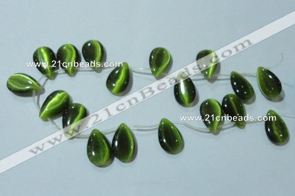 CCT1032 Top-drilled 14*22mm flat teardrop cats eye beads wholesale