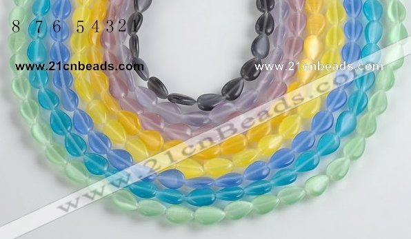 CCT12 14.5 inches 8*12mm flat teardorp cats eye beads Wholesale