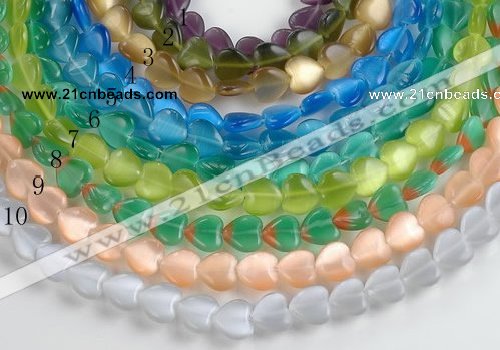 CCT14 10*12mm different color heart cats eye beads Wholesale