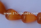 CCT18 14 inches 10*14mm teardrop orange red cats eye beads wholesale