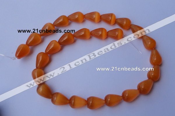 CCT18 14 inches 10*14mm teardrop orange red cats eye beads wholesale