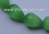 CCT19 14 inches 10*14mm teardrop green cats eye beads wholesale