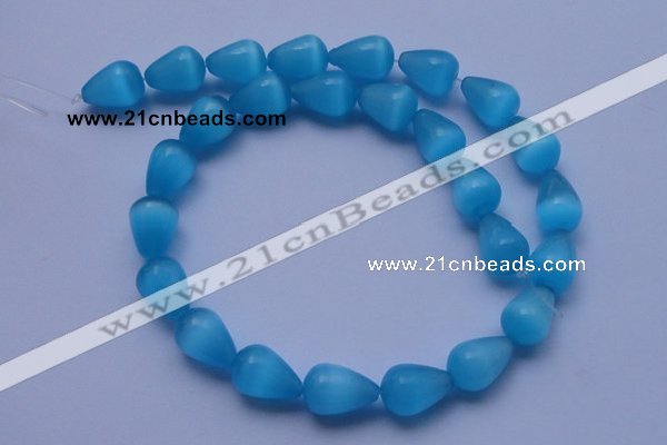 CCT20 14 inches 10*14mm teardrop navy blue cats eye beads wholesale