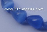 CCT21 14 inches 10*14mm teardrop ink blue cats eye beads wholesale