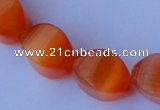 CCT27 14 inches 10*14mm twisted orange red cats eye beads wholesale