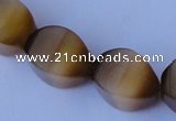 CCT31 14 inches 10*14mm twisted tiger yellow cats eye beads wholesale